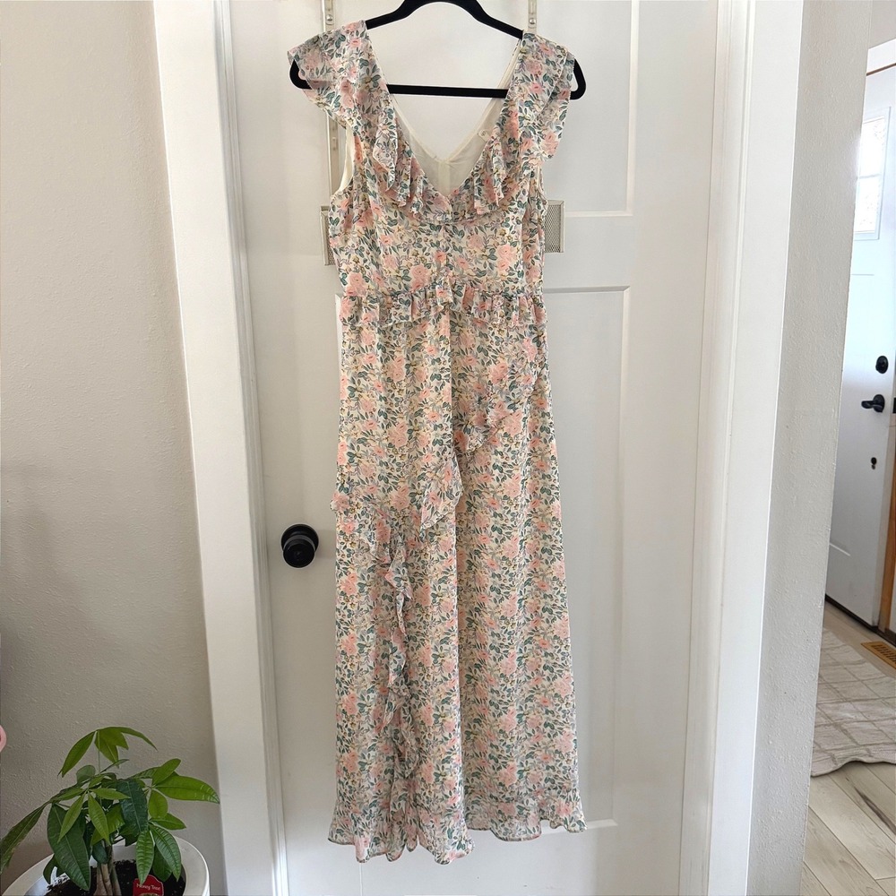 ASTR the Label Tempest Ditsy Floral Ruffle Maxi Dress Small Cottagecore